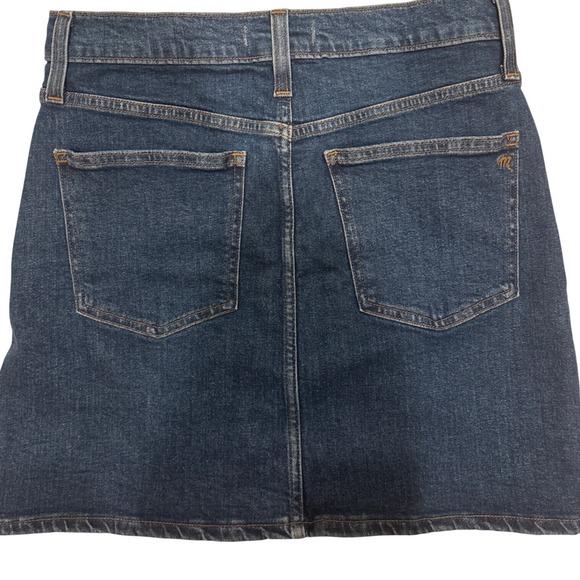 Madewell Denim Button Front A Line Mini Skirt Dark Wash Size 28 Anthropologie - Picture 5 of 8